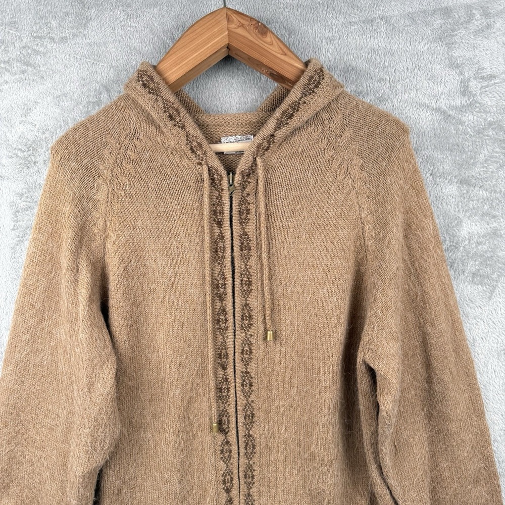 Alpaca Connection Alpaca Wool Full Zip Sweater Womens L Brown Vintage Aztec - Picture 4 of 8